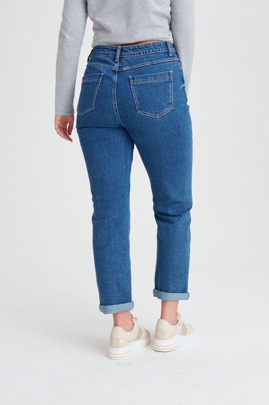 Clothing MILADYS | Mom Jeans Mid Wash Sea Blue