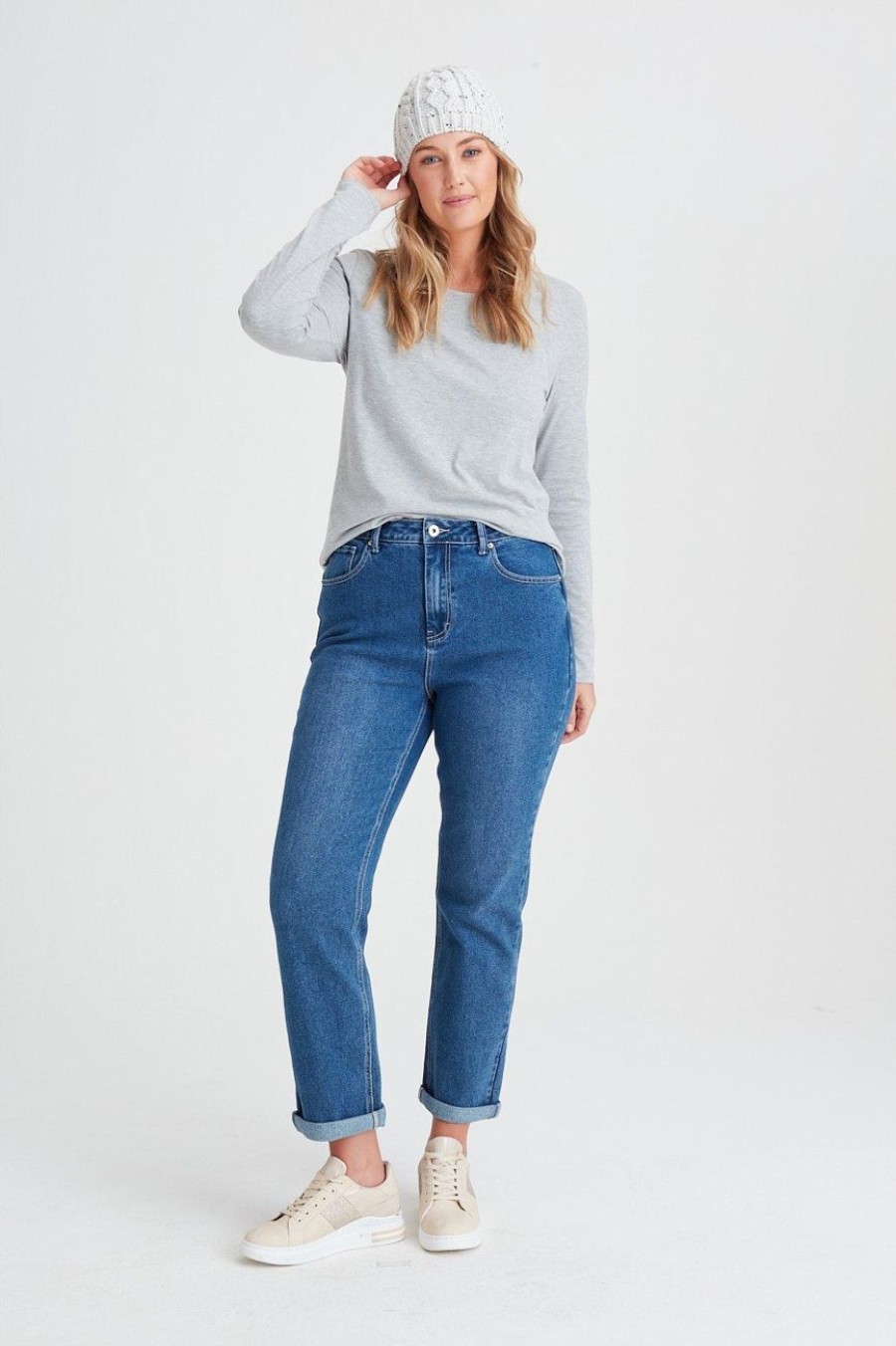 Clothing MILADYS | Mom Jeans Mid Wash Sea Blue