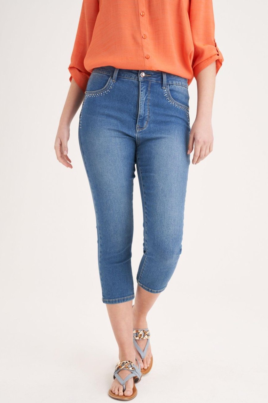 Clothing MILADYS | Slimleg Denim Crops Midwash Baby Blue