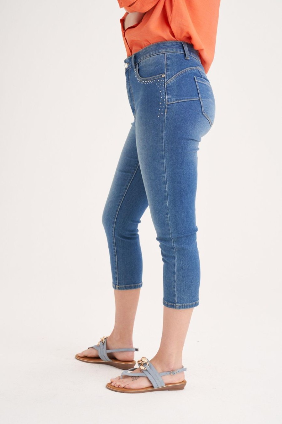 Clothing MILADYS | Slimleg Denim Crops Midwash Baby Blue