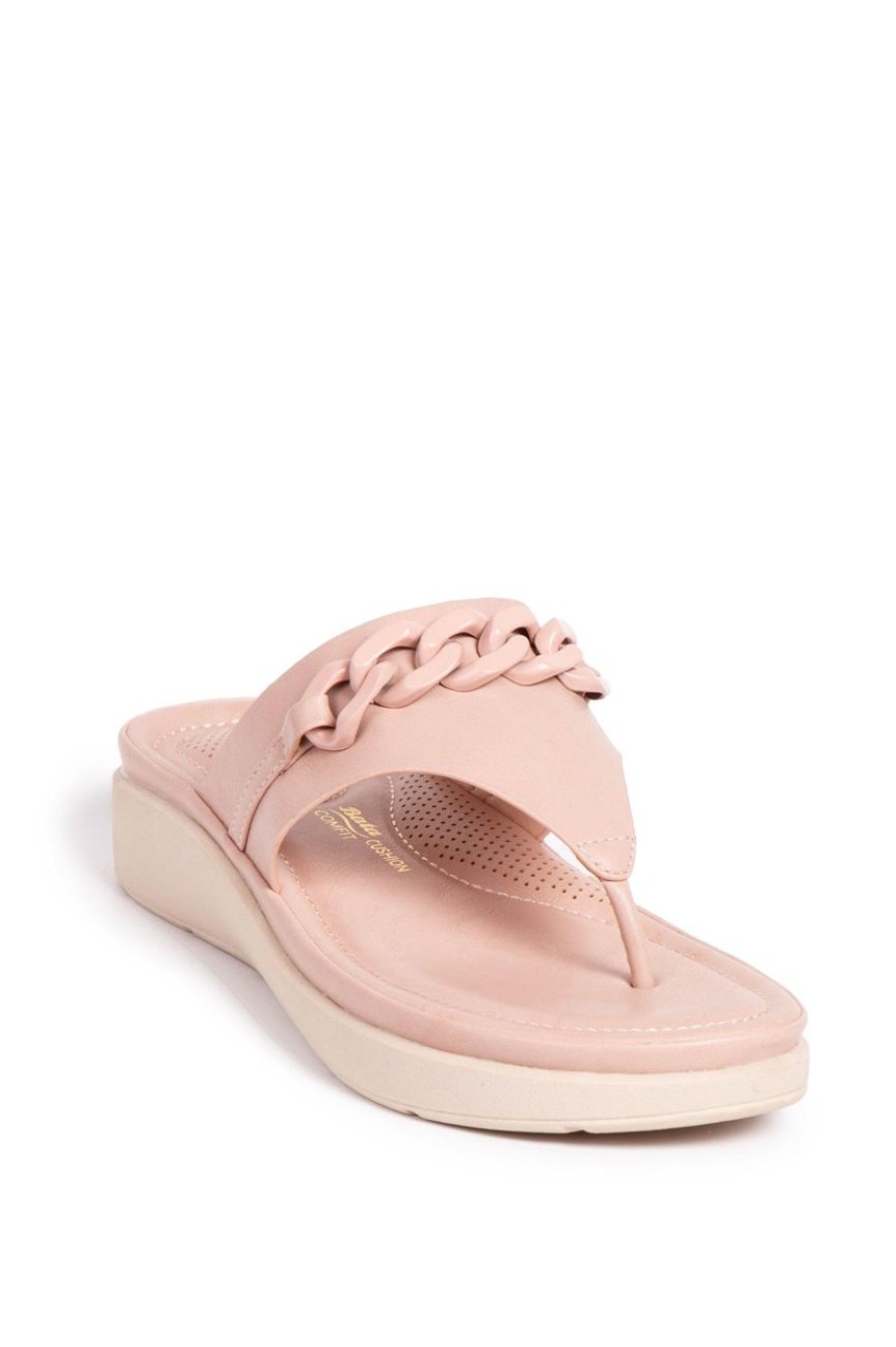 Shoes MILADYS | Chain Trim Thong Sandal - Bata Comfit Blush Pink