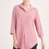 Clothing MILADYS | Collared Henley Top Pink Rose Pink