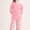 Clothing MILADYS | Floral Sleepwear Set Cerise