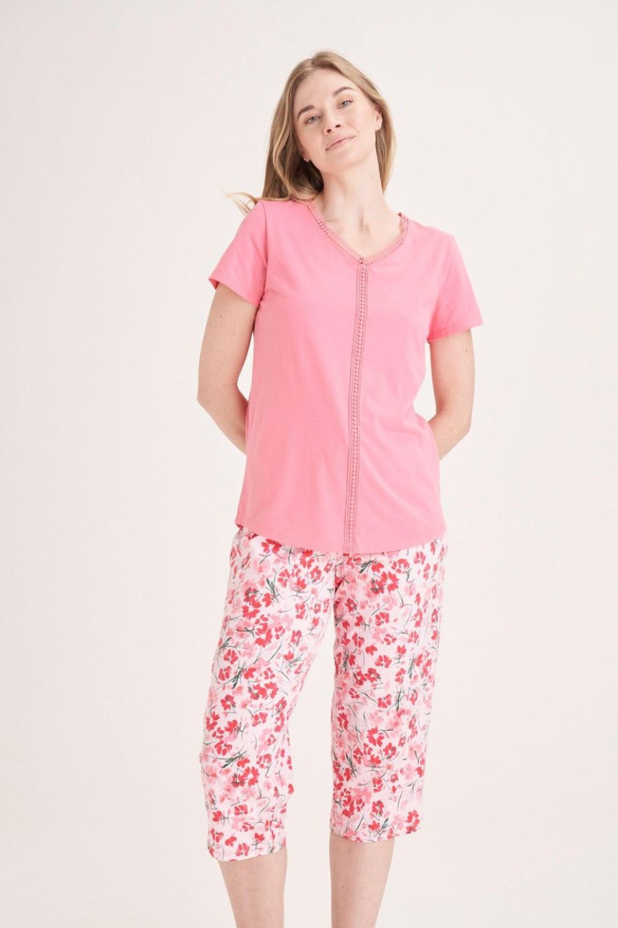 Clothing MILADYS | Floral Sleepwear Set Cerise