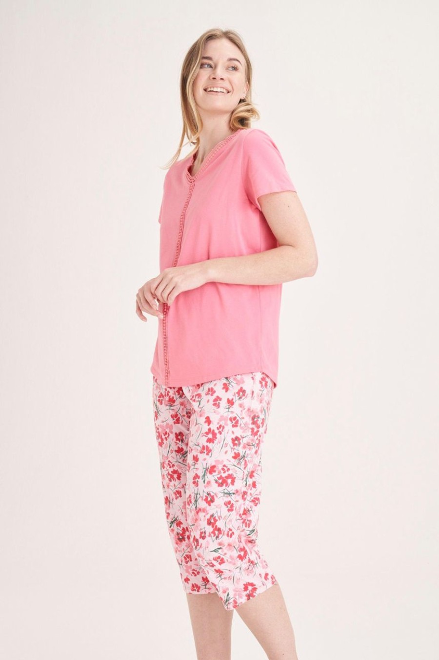 Clothing MILADYS | Floral Sleepwear Set Cerise