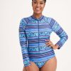 Clothing MILADYS | Printed Zip Up Rash Vest Airforce Blue