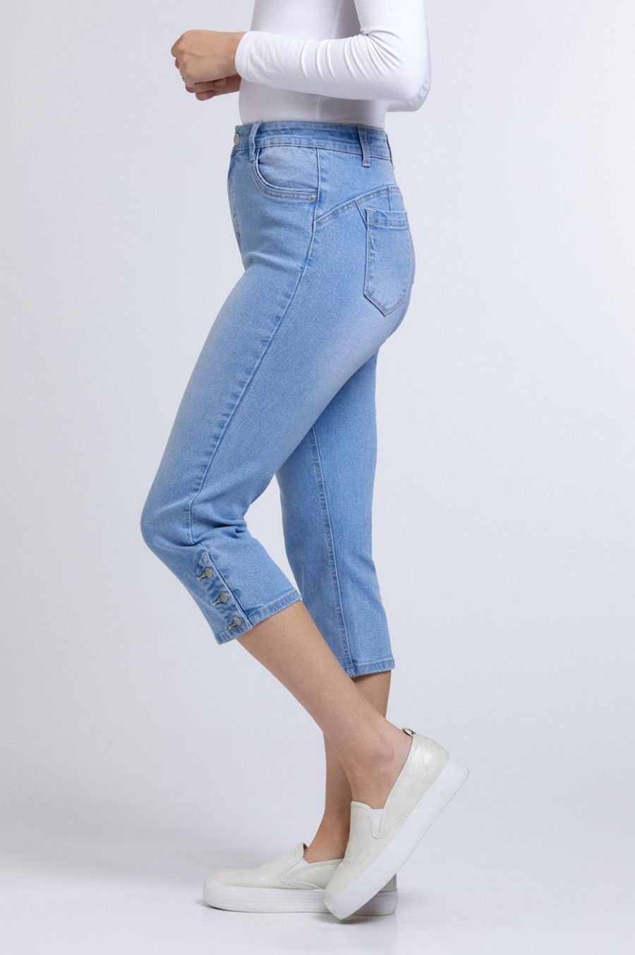 Clothing MILADYS | Slim Leg Denim Crops Midwash Mid Periwinkle