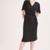 Clothing MILADYS | Mock Wrap Chiffon Dress Black