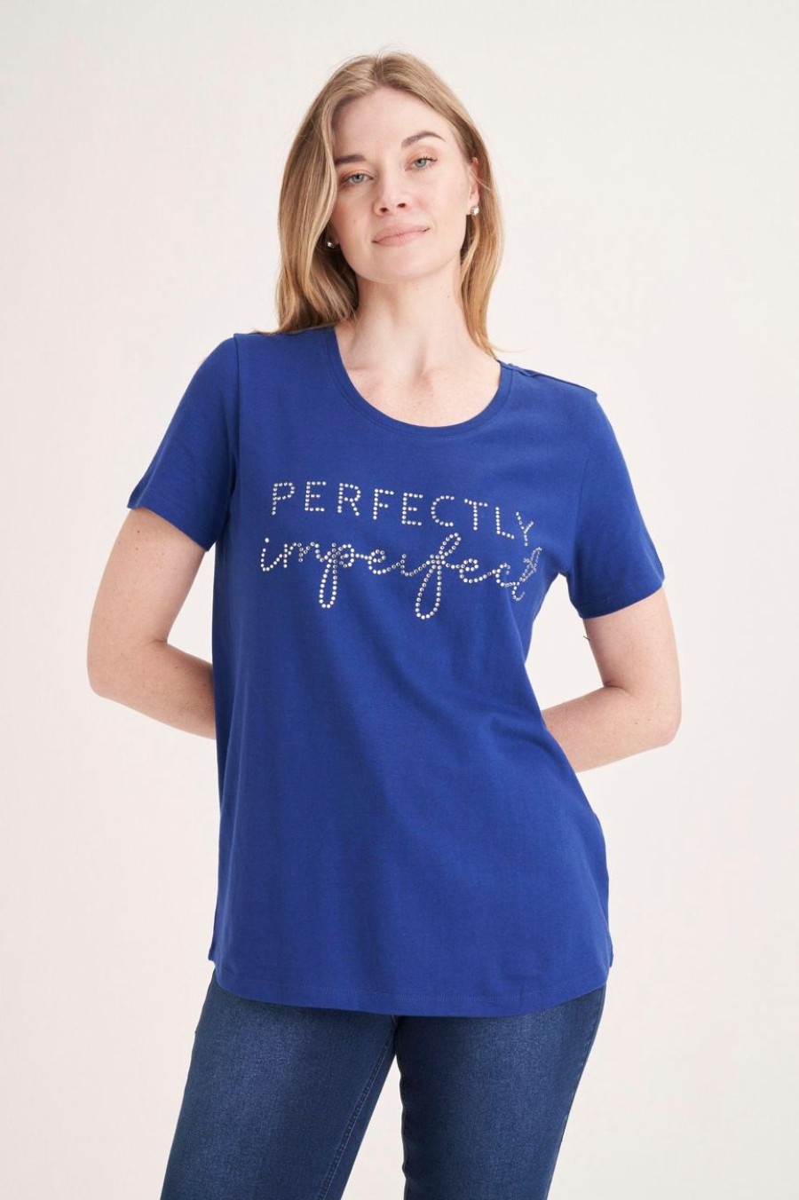 Clothing MILADYS | Embellished Tee Navy Cobalt