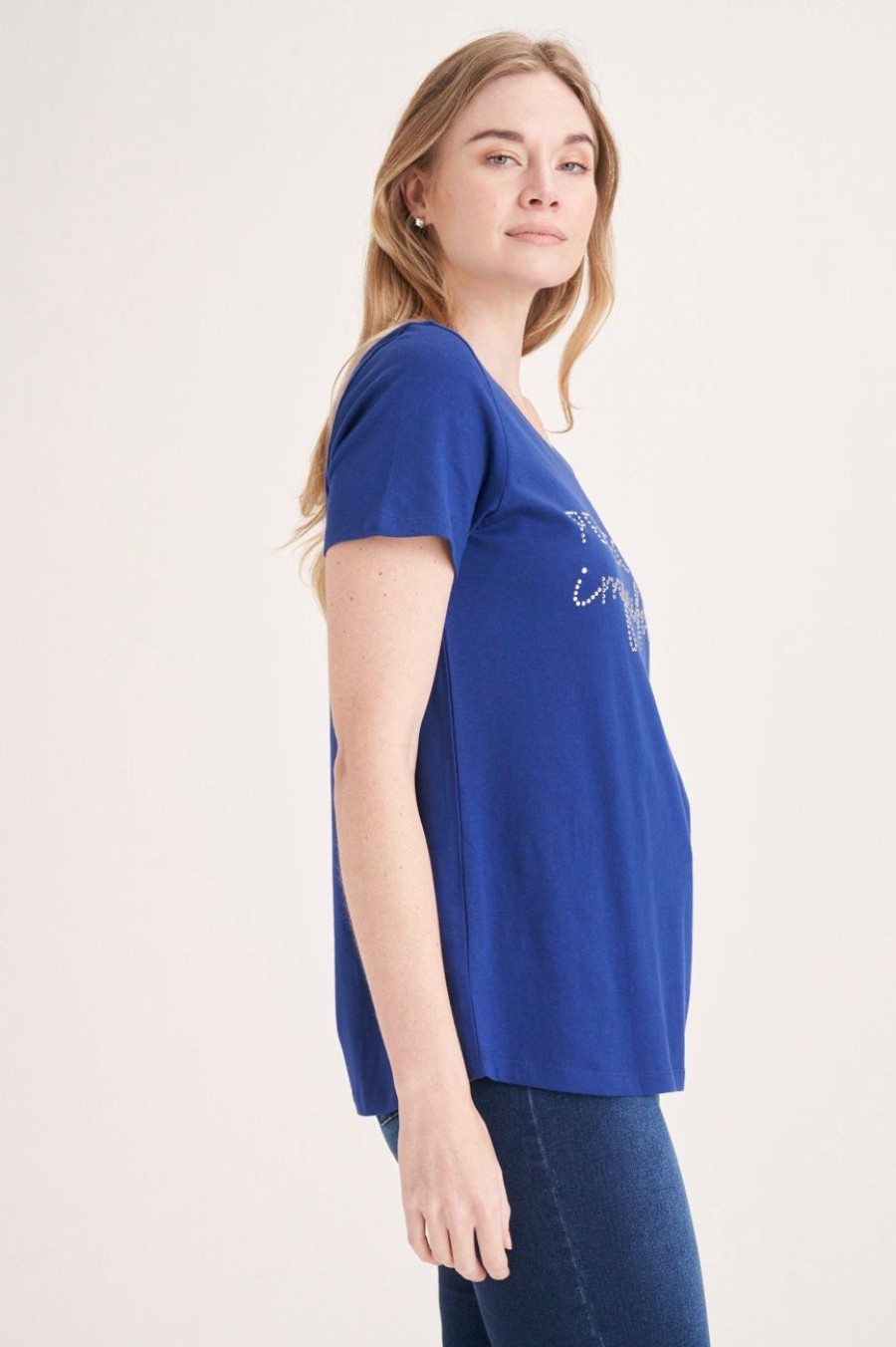 Clothing MILADYS | Embellished Tee Navy Cobalt