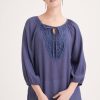 Clothing MILADYS | Embroidery Peasant Top Indigo