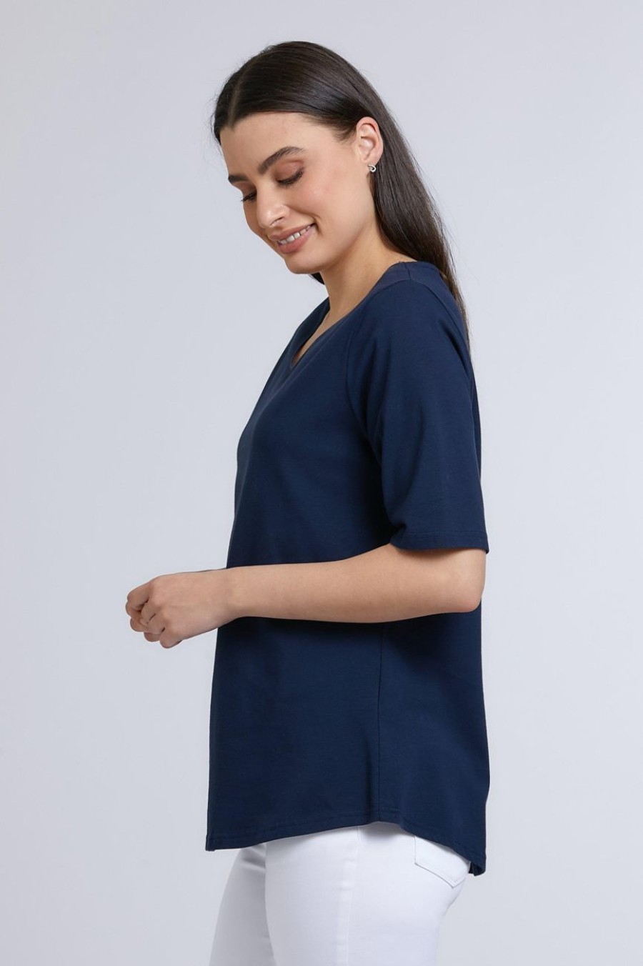 Clothing MILADYS | Basic Short Sleeve T-Shirt Navy