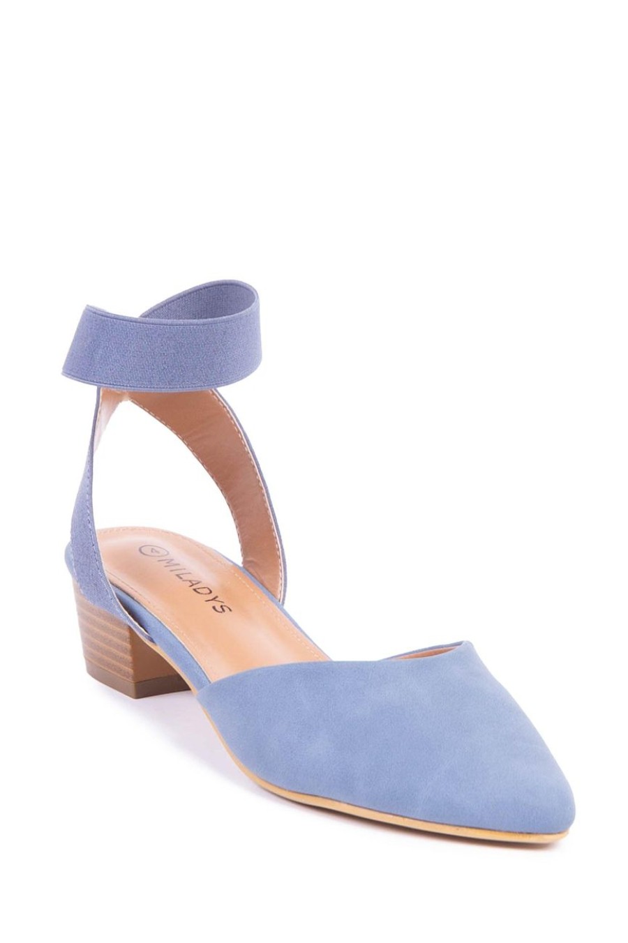 Shoes MILADYS | Pointed Toe Block Heel Baby Blue