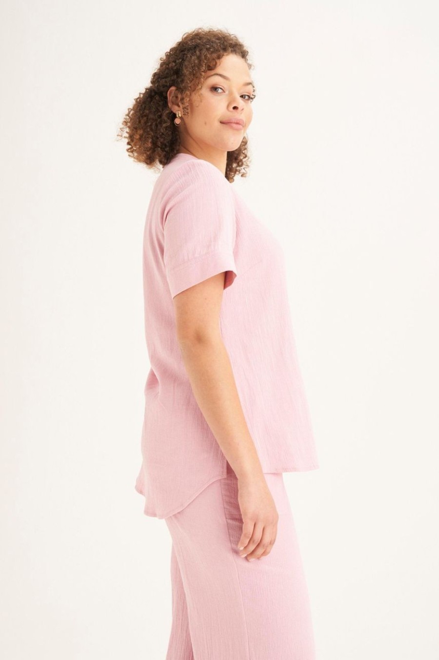 Clothing MILADYS | Crinkle Top Dusty Pink