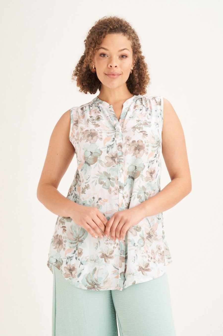 Clothing MILADYS | Floral Sleeveless Shirt Multi