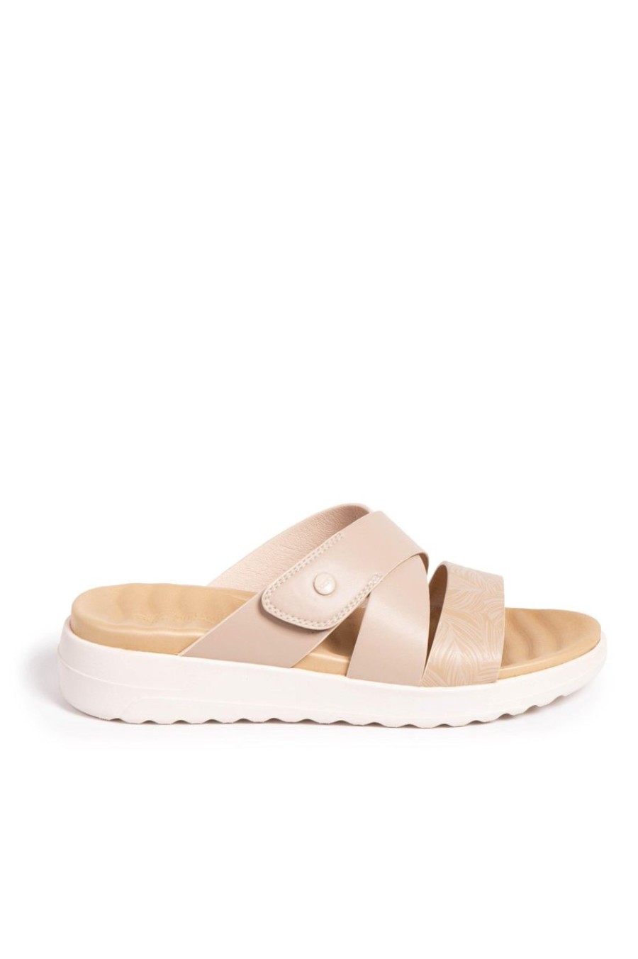 Shoes MILADYS | Slip On Velcro Sandal - Bata Comfit Beige